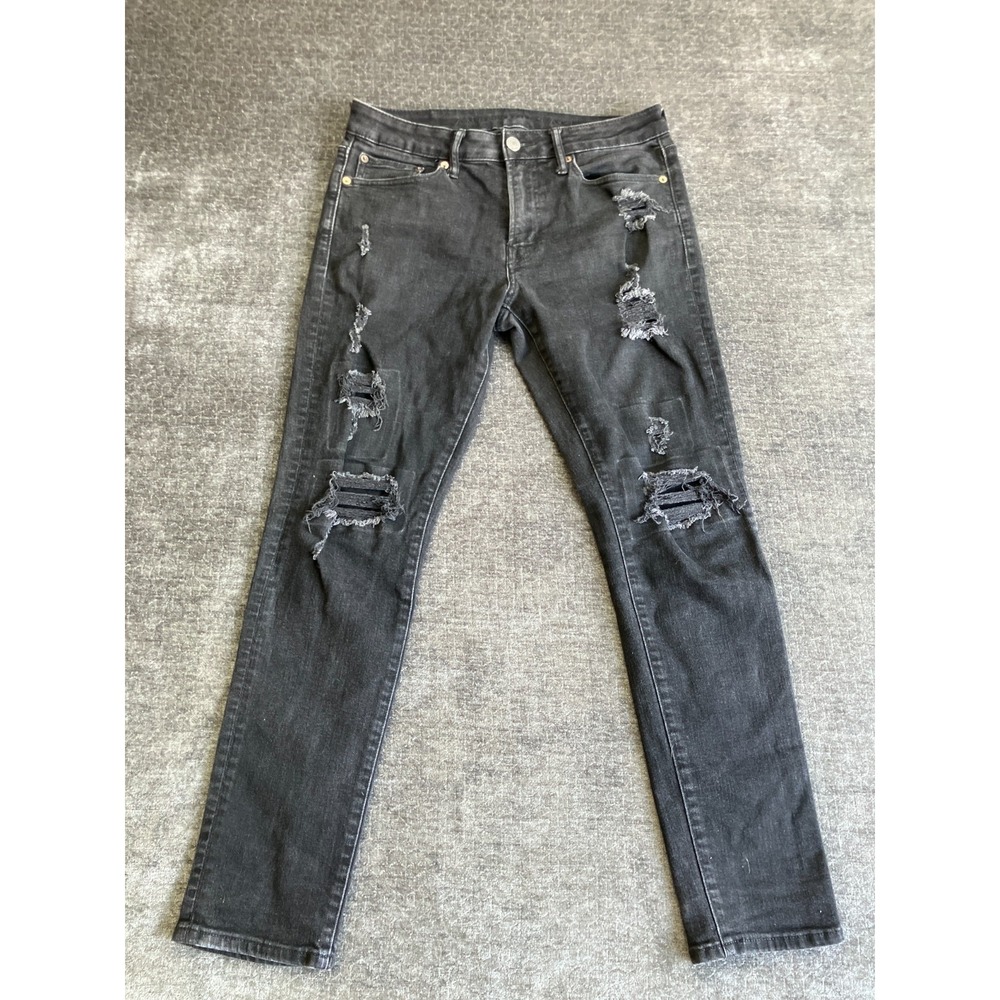 American Eagle Outfitters Airflex Jeans Mens 30x30 Black Denim Cotton Distressed